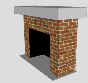 白色砖壁炉壁炉架SU模型下载_sketchup草图大师SKP模型