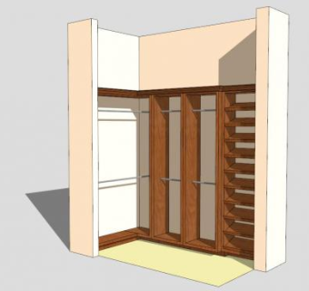 开放式实木衣柜SU模型下载_sketchup草图大师SKP模型
