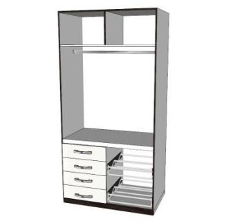 简易白色开放式衣柜SU模型下载_sketchup草图大师SKP模型