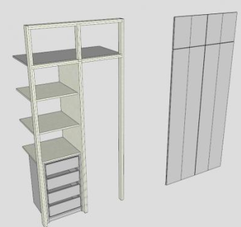 装修白色衣柜SU模型下载_sketchup草图大师SKP模型