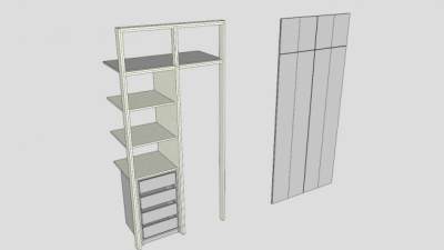 装修白色衣柜SU模型下载_sketchup草图大师SKP模型