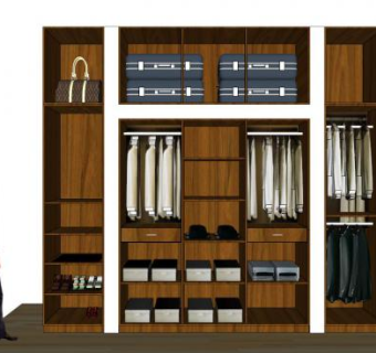 现代开放式衣柜衣橱SU模型下载_sketchup草图大师SKP模型