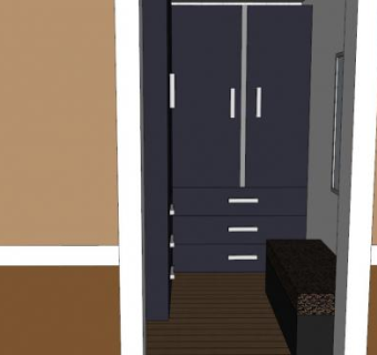 卧室平开门衣柜SU模型下载_sketchup草图大师SKP模型