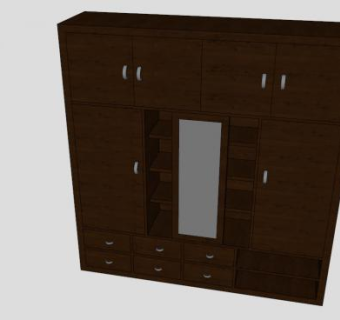 黑色平开门衣柜SU模型下载_sketchup草图大师SKP模型