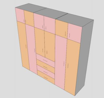 宜家平开门式衣柜SU模型下载_sketchup草图大师SKP模型