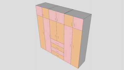 宜家平开门式衣柜SU模型下载_sketchup草图大师SKP模型