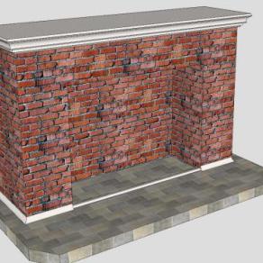 老式红砖石壁炉SU模型下载_sketchup草图大师SKP模型