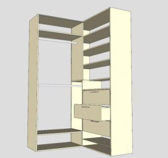 现代L型衣柜SU模型下载_sketchup草图大师SKP模型