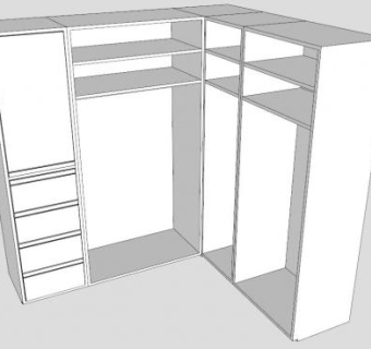 现代白色L型SU模型下载_sketchup草图大师SKP模型