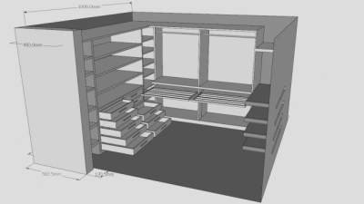 卧室白色壁柜SU模型下载_sketchup草图大师SKP模型