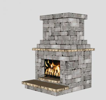 带炉膛的壁炉SU模型下载_sketchup草图大师SKP模型