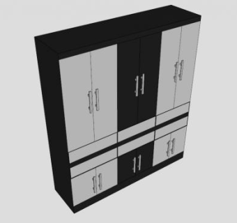 现代黑白衣柜SU模型下载_sketchup草图大师SKP模型