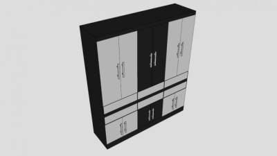 现代黑白衣柜SU模型下载_sketchup草图大师SKP模型