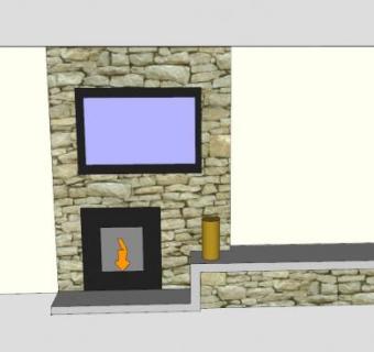 壁炉和电视组合SU模型下载_sketchup草图大师SKP模型