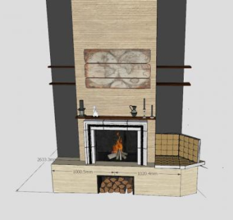 欧式装饰壁炉墙SU模型下载_sketchup草图大师SKP模型