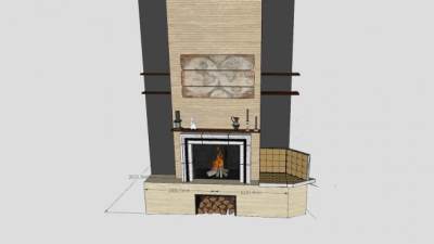 欧式装饰壁炉墙SU模型下载_sketchup草图大师SKP模型