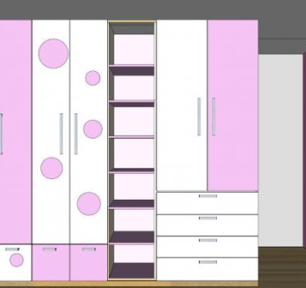 宜家简约衣柜SU模型下载_sketchup草图大师SKP模型