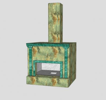 彩绘艺术壁炉SU模型下载_sketchup草图大师SKP模型