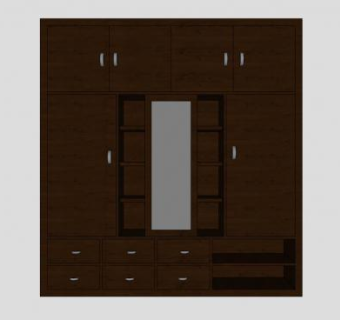 平开门式衣柜SU模型下载_sketchup草图大师SKP模型