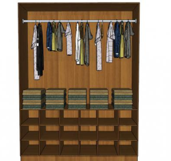 开放式现代型衣柜SU模型下载_sketchup草图大师SKP模型