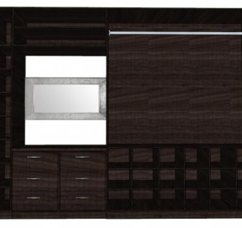 现代黑色壁柜SU模型下载_sketchup草图大师SKP模型