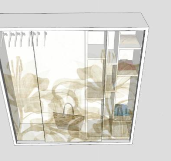 现代白色透明衣柜SU模型下载_sketchup草图大师SKP模型