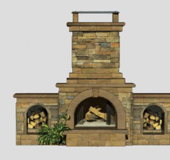 镶面石制壁炉SU模型下载_sketchup草图大师SKP模型