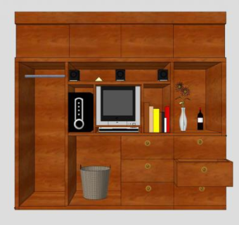 现代杉木板衣柜SU模型下载_sketchup草图大师SKP模型