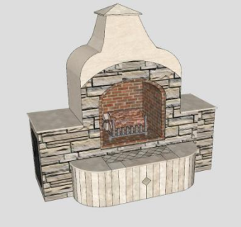 带有金属门的壁炉SU模型下载_sketchup草图大师SKP模型