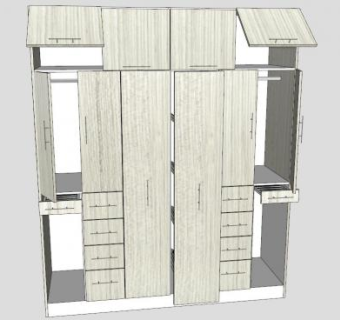 木工板衣柜SU模型下载_sketchup草图大师SKP模型