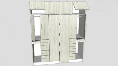 木工板衣柜SU模型下载_sketchup草图大师SKP模型