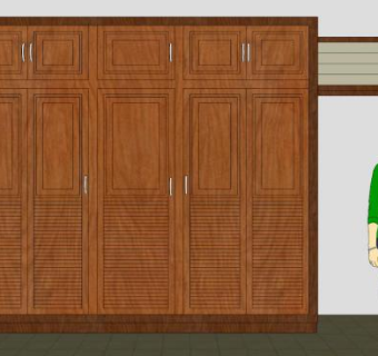 实木家具平开门式衣柜SU模型下载_sketchup草图大师SKP模型