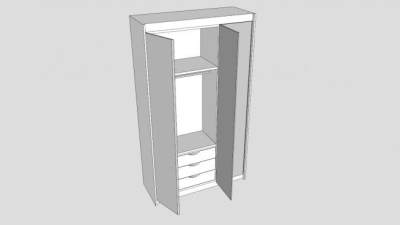 现代白色实木衣柜SU模型下载_sketchup草图大师SKP模型