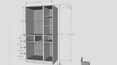 现代隔板白色衣柜SU模型下载_sketchup草图大师SKP模型