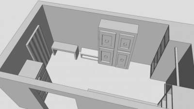 现代三聚氰胺板衣柜SU模型下载_sketchup草图大师SKP模型