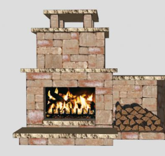 小型木箱壁炉SU模型下载_sketchup草图大师SKP模型