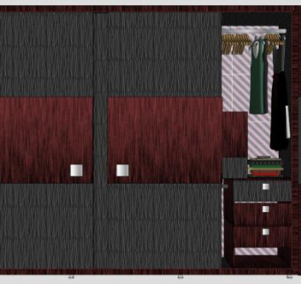 一字整体推拉门衣柜SU模型下载_sketchup草图大师SKP模型