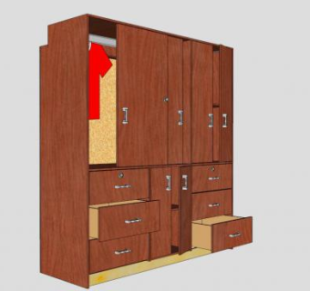 现代推拉门衣柜SU模型下载_sketchup草图大师SKP模型