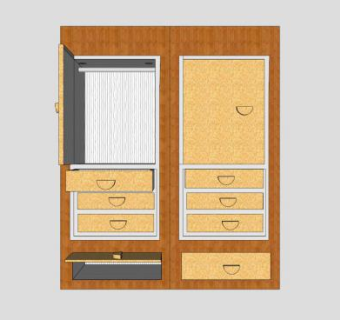 现代平开门式衣柜SU模型下载_sketchup草图大师SKP模型