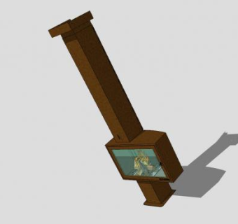 现代木质燃木壁炉SU模型下载_sketchup草图大师SKP模型