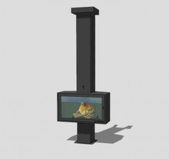 现代金属燃木壁炉SU模型下载_sketchup草图大师SKP模型