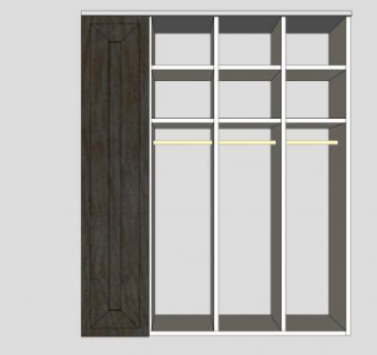 现代卧室开放式衣柜SU模型下载_sketchup草图大师SKP模型