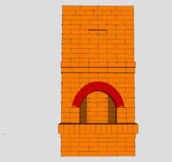 橙色砌砖壁炉SU模型下载_sketchup草图大师SKP模型
