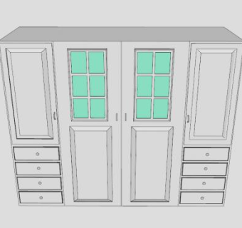 宜家白色衣柜SU模型下载_sketchup草图大师SKP模型