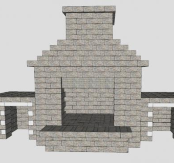 老式英国壁炉和木盒SU模型下载_sketchup草图大师SKP模型