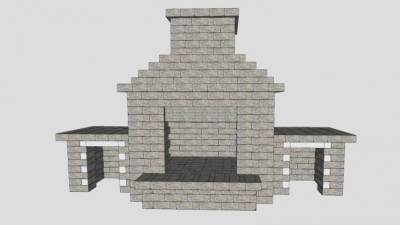 老式英国壁炉和木盒SU模型下载_sketchup草图大师SKP模型