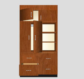 实木抽屉衣柜SU模型下载_sketchup草图大师SKP模型