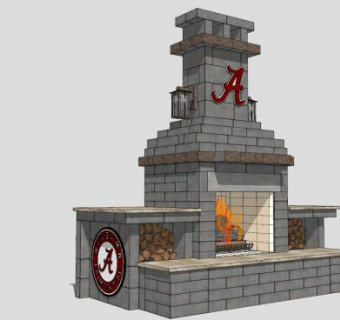迷你户外壁炉SU模型下载_sketchup草图大师SKP模型