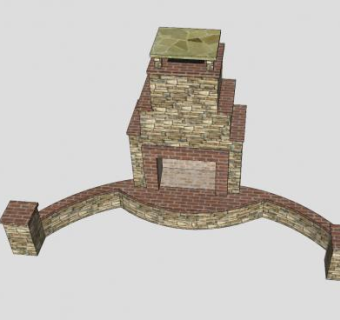 欧式庭院户外壁炉SU模型下载_sketchup草图大师SKP模型