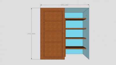 实木壁墙推拉门衣柜SU模型下载_sketchup草图大师SKP模型
